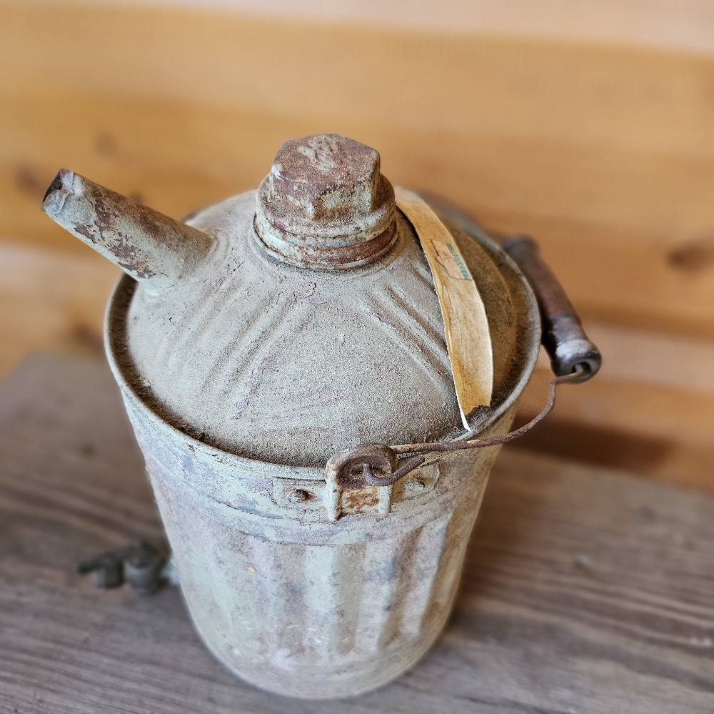 Vintage rusty decorative gas can.